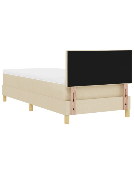 Letto con Rete con Materasso Crema 100x200 cm Tessuto