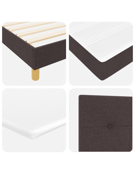 Letto a molle con cuscino Marrone Scuro 120 x 200 cm Tessuto