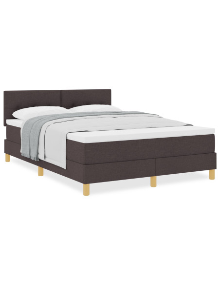 Letto con Box Spring e Materasso Marrone Scuro 140x190 cm Tessuto