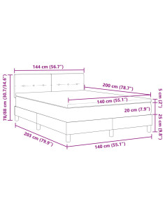 Letto a molle con materasso Nero 140 x 200 cm Tessuto