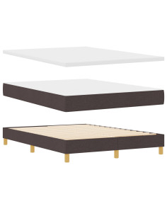 Letto a molle con materasso Marrone Scuro 140 x 200 cm Tessuto