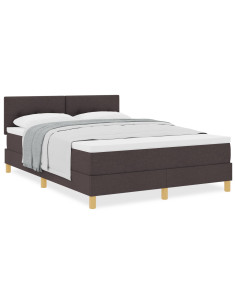 Letto a molle con materasso Marrone Scuro 160 x 200 cm Tessuto