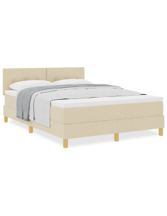 Letto a molle con materasso Crema 160 x 200 cm Tessuto