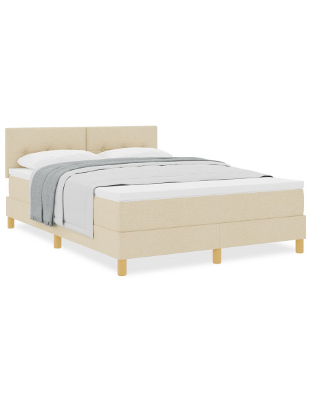 Letto Box Spring con Materasso Panna 160x200 cm Tessuto