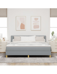 Letto a molle con materasso Grigio chiaro 180 x 200 cm Tessuto