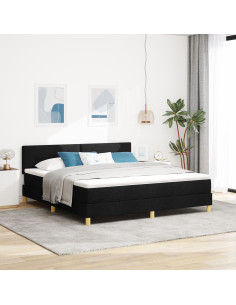 Letto a molle con materasso Nero 180 x 200 cm Tessuto