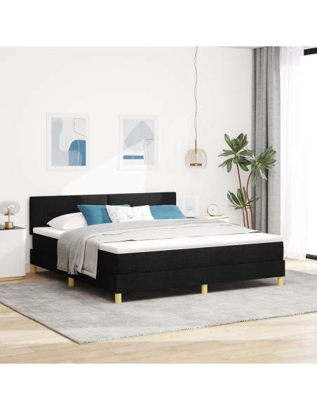 Letto Contenitore con Materasso Nero 180x200 cm Tessuto