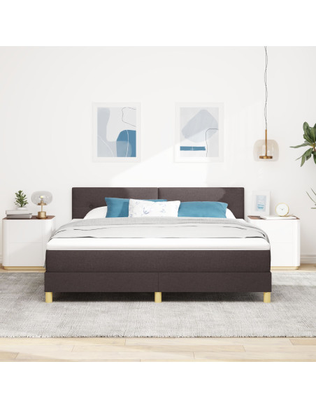 Letto con Box Spring e Materasso Marrone Scuro 180x200 cm Tessuto
