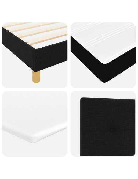 Letto con Box Spring e Materasso Nero 200x200 cm Tessuto