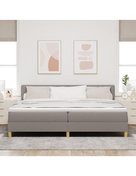 Letto con Box Spring Materasso Tortora 200x200 cm Tessuto