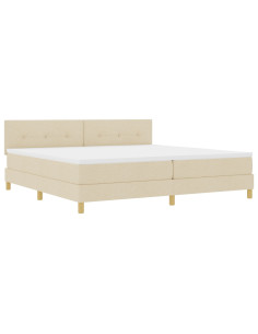 Letto a molle con materasso Crema 200 x 200 cm Tessuto