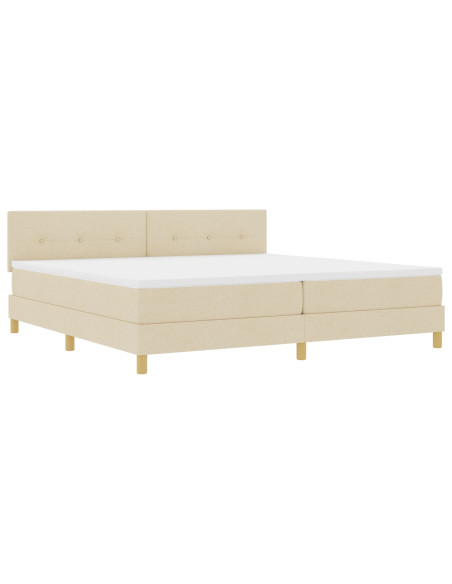 Letto a molle con materasso Crema 200 x 200 cm Tessuto
