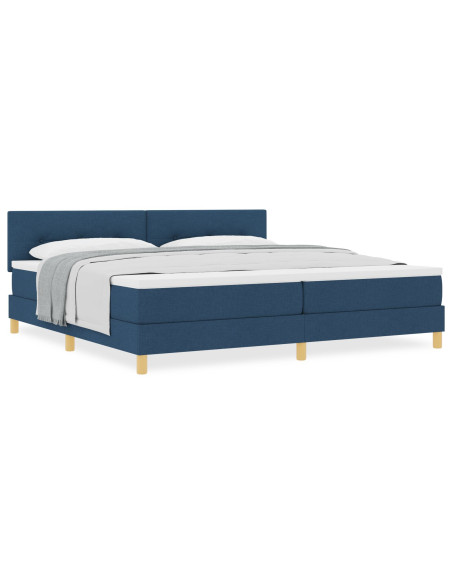 Letto Box Spring con Materasso Blu 200x200 cm Tessuto
