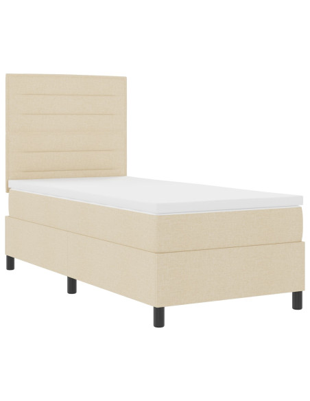 Letto a molle con materasso Crema 90 x 200 cm Tessuto