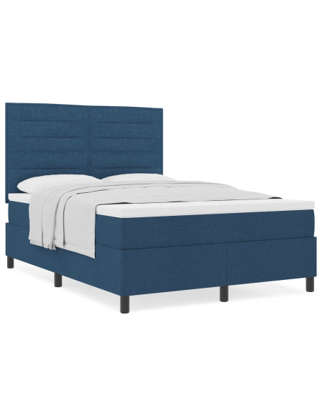 Letto a molle con materasso Blu 140 x 190 cm Tessuto