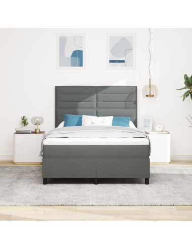 Letto a molle con materasso Grigio scuro 140 x 200 cm Tessuto