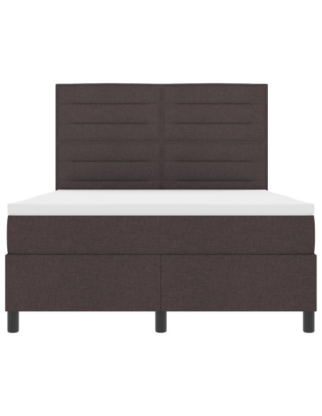 Letto a Molle con Materasso Marrone Scuro 140x200 cm in Tessuto