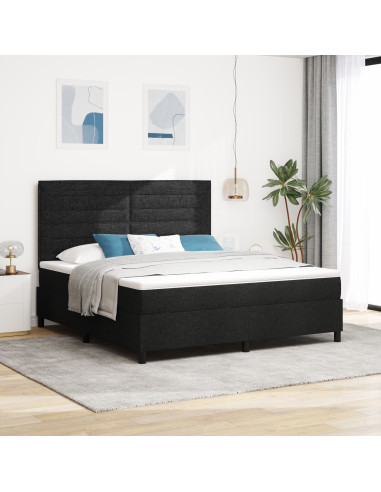 Letto a molle con materasso Nero 180 x 200 cm Tessuto