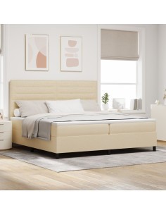 Letto a molle con materasso Crema 200 x 200 cm Tessuto