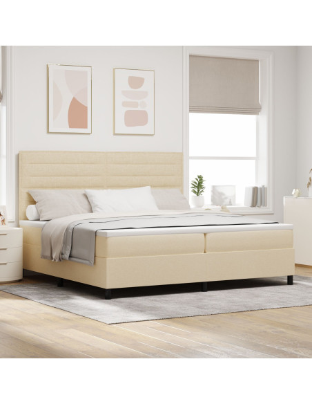 Letto Box Spring con Materasso Crema 200x200 cm Tessuto