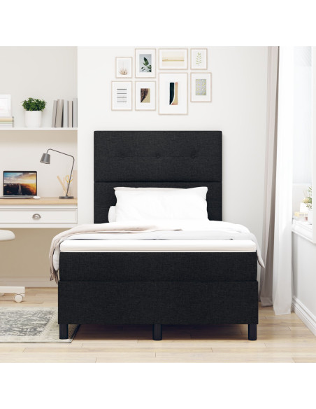 Letto a Molle con Materasso Nero 120x200 cm in Tessuto