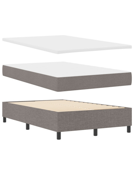 Letto con box spring e materasso taupe 120x200 cm tessuto