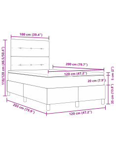 Letto a molle con materasso Crema 120 x 200 cm Tessuto