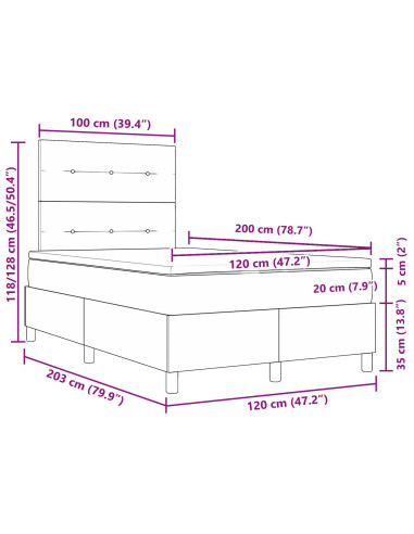 Letto a molle con materasso Crema 120 x 200 cm Tessuto