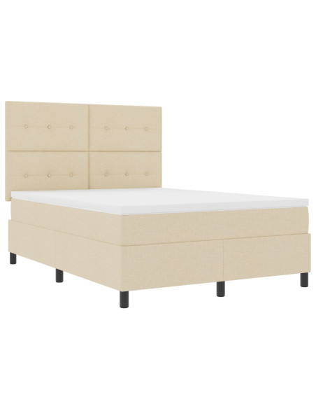 Letto con Box Spring  Panna 140x200 cm Tessuto