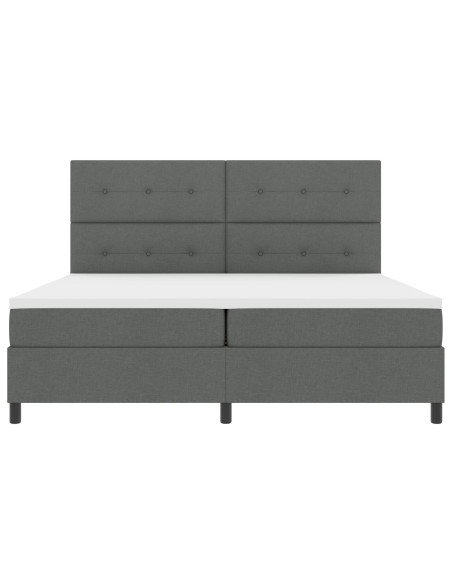 Letto con Box Spring e Materasso Grigio Scuro 200x200 cm Tessuto