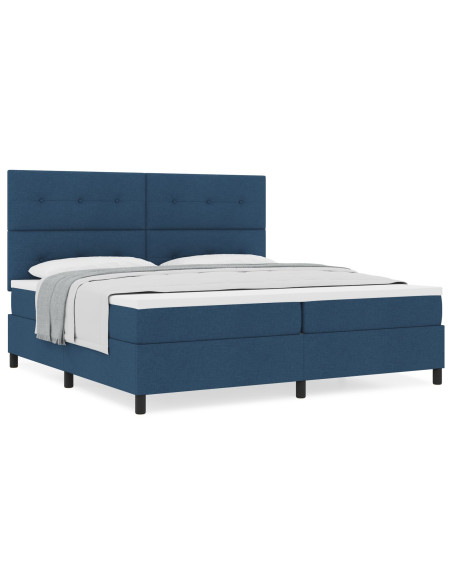 Letto con Box Spring  Blu 200x200 cm Tessuto
