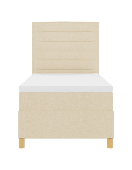 Letto Box Spring con Materasso Panna 90x200 cm Tessuto