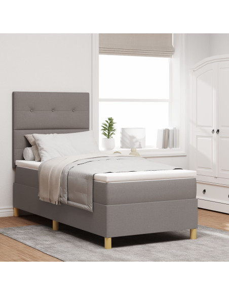 Letto a molle e materasso tortora 100x200 cm in tessuto