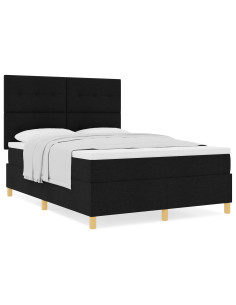 Letto a molle con materasso Nero 140 x 200 cm Tessuto