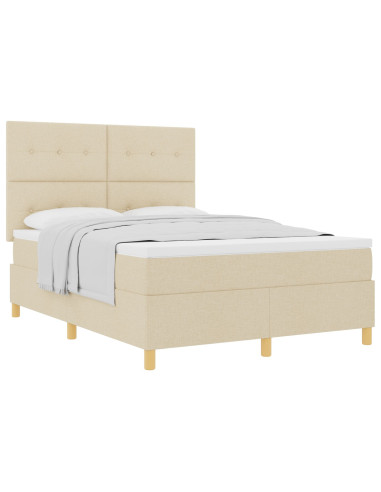 Letto a molle con materasso Crema 160 x 200 cm Tessuto