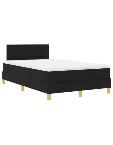 Letto a Sorgente LED con materasso Nero 120 x 200 cm Tessuto