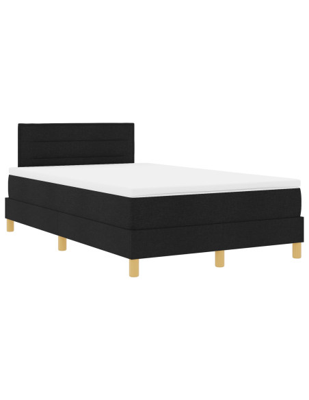 Letto a Sorgente LED con materasso Nero 120 x 200 cm Tessuto
