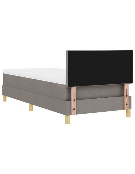 Letto Box Spring  con Materasso & LED Tortora 100x200 cm Tessuto