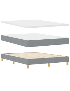 Letto a Sorgente LED con led Grigio chiaro 140 x 190 cm Tessuto