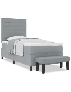 Letto a molle con materasso Grigio chiaro 90 x 200 cm Tessuto
