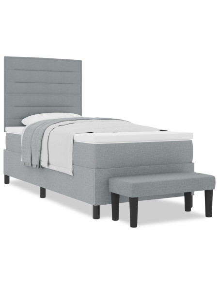 Letto con Box Spring e Materasso Grigio Chiaro 90x200 cm Tessuto