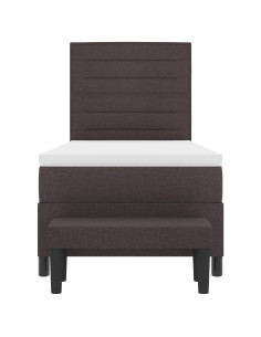 Letto a molle con materasso Marrone Scuro 90 x 200 cm Tessuto