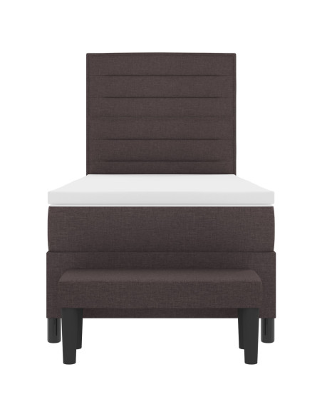 Letto Box Spring con Materasso e Panchina Marrone Scuro 90x200 cm Tessuto