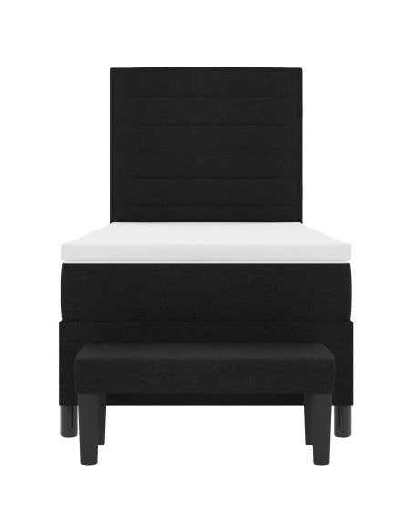 Letto con Box Spring e Materasso in Tessuto Nero 100x200 cm
