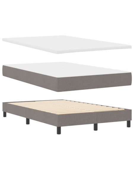 Letto box spring con materasso & panca taupe 120x200 cm in tessuto