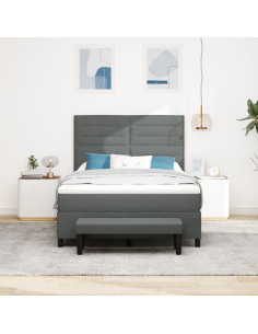 Letto a molle con materasso Grigio scuro 140 x 200 cm Tessuto