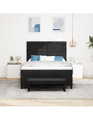 Letto a molle con materasso Nero 140 x 200 cm Tessuto