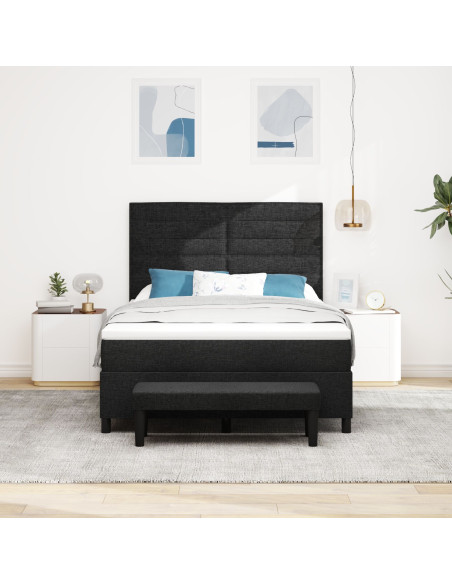 Letto a Box Spring con Materasso e Panchina Nero 140x200 cm Tessuto