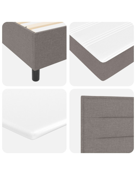 Letto Box Spring con Materasso e Panchina Taupe 140x200 cm Tessuto