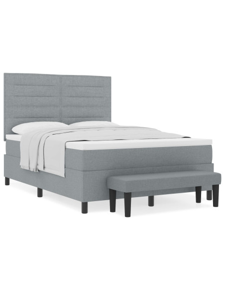 Letto a Molle con Materasso & Panchina Grigio Chiaro 160x200 cm Tessuto